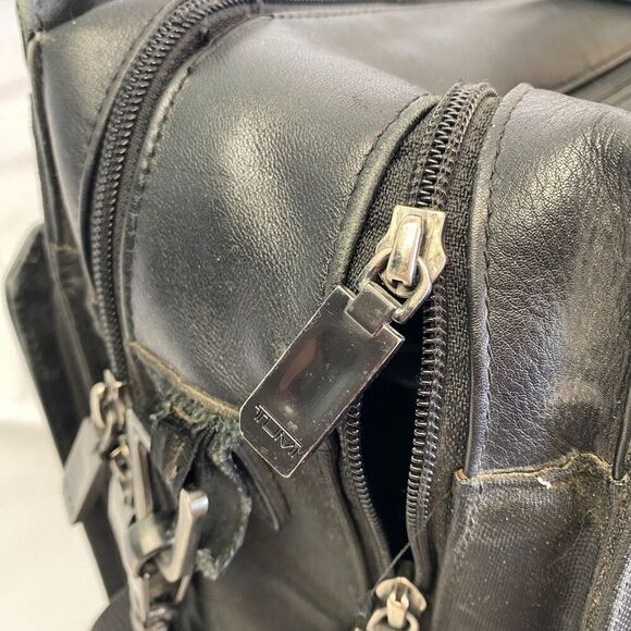 TUMI Laptop Bag Leather Nylon Briefcase Business Travel 2961D Crossbody Messenge - Picture 9 of 16